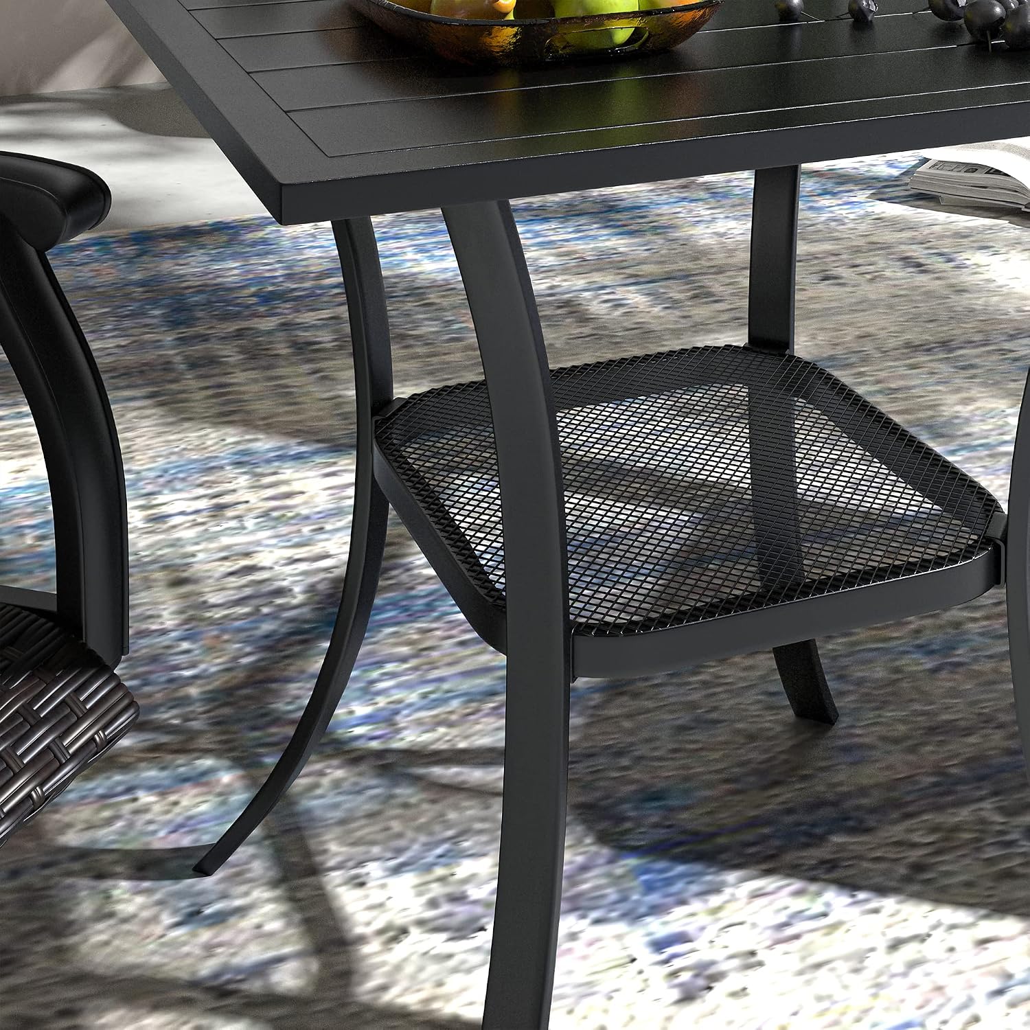 VICLLAX Small Square Outdoor Patio Table, All Weather Metal Outdoor Dining for Lawn Garden