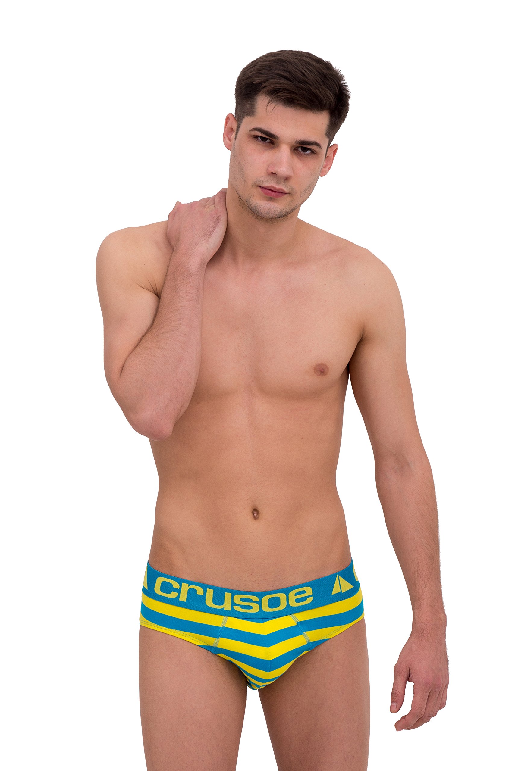 CrusoeMen's Cotton Stripe Brief- Multicolour (1033, Assorted, Large) Color May Vary
