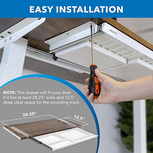 Miniatura 6 de Mount-It! Cajón debajo del escritorio, organizador de cajones profundos debajo del mostrador, accesorio de almacenamiento de escritorio deslizante