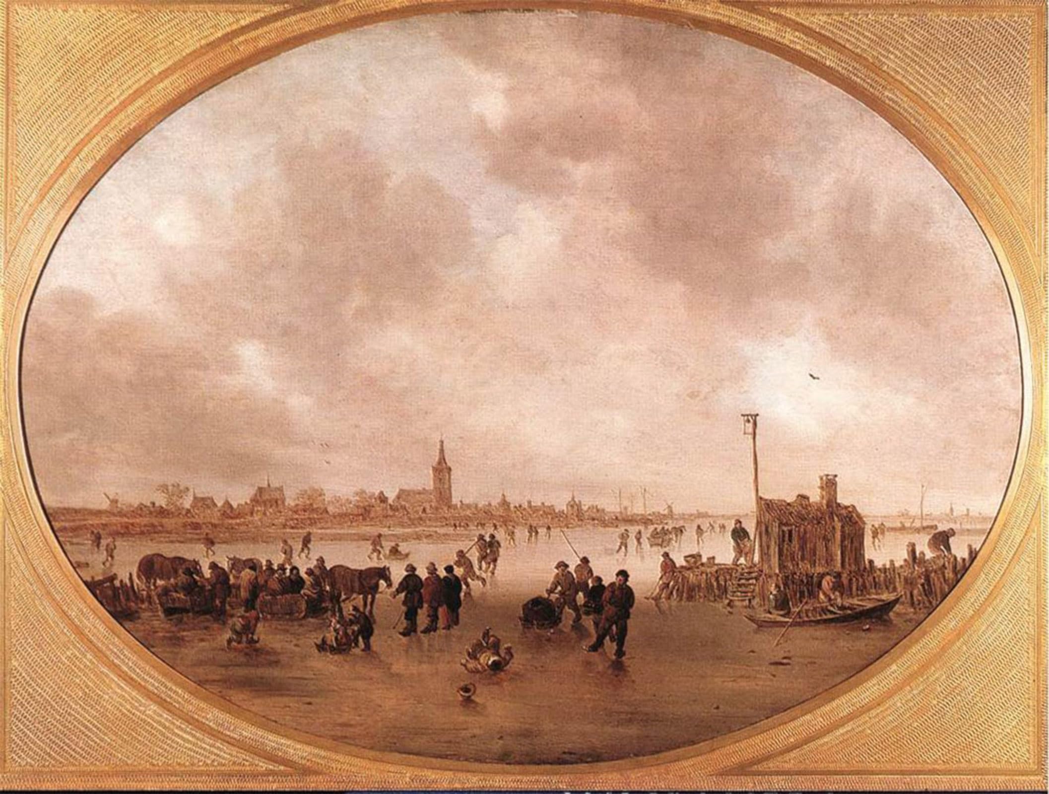 ARTXLXXBN Famous Prints Artwork Pictures Poster Painting Art Winter on the River Jan Van Goyen Artwork Landscape Pictures for Home Decor 60x90cm