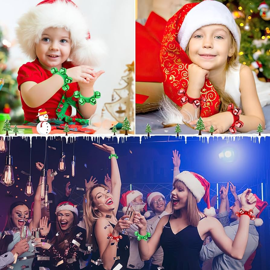 thumbnail image 2 of Jingle Bell Rock FEPITO 22 Pieces Christmas Band Wrist Bells Bracelets Jingle Bells Musical Ankle Bells Rhythm Instrument Percussion Christmas Party Decoration Favors Desk Bell 2 of 13