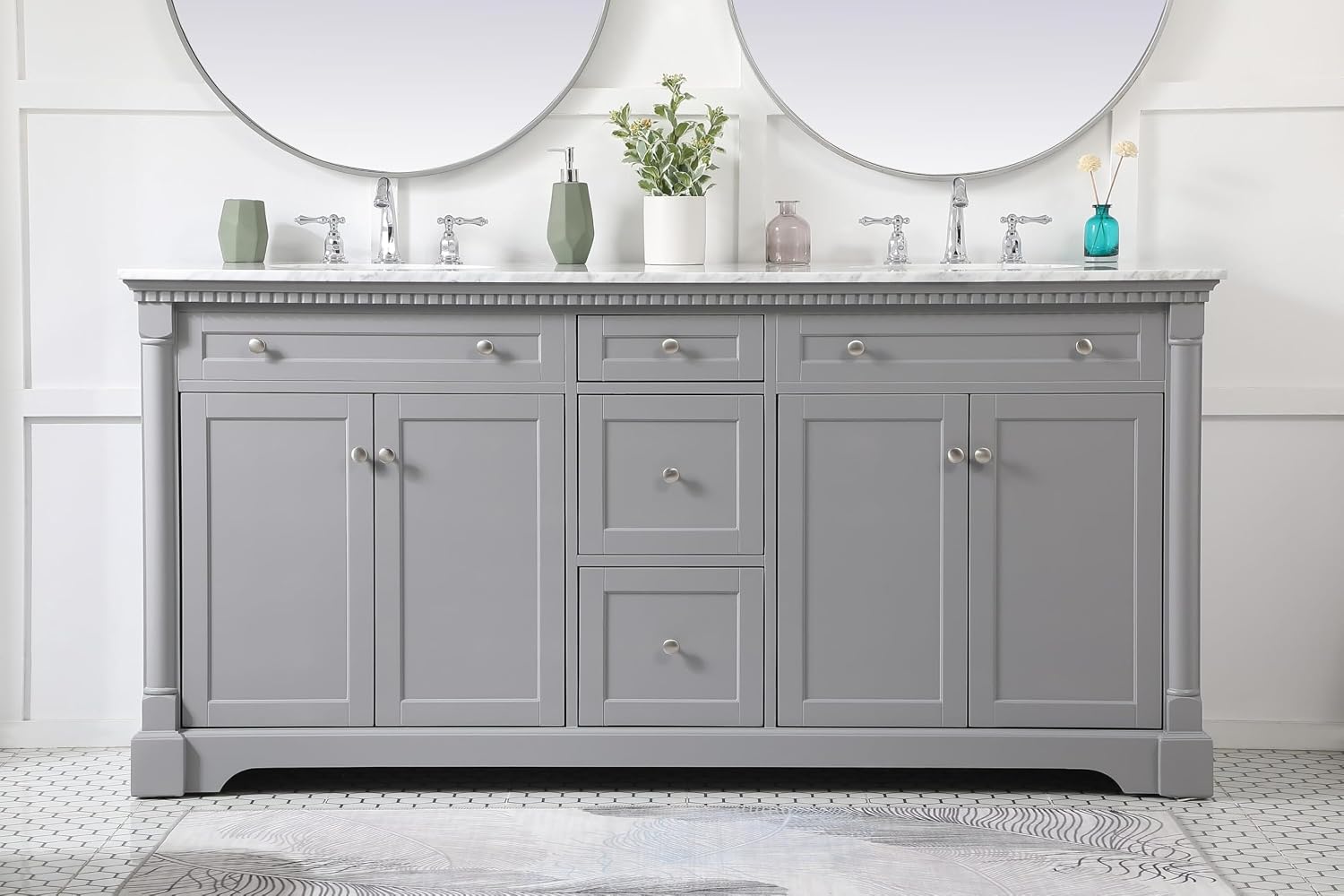 72 Double Bathroom Vanity, Soft-Close, Grey