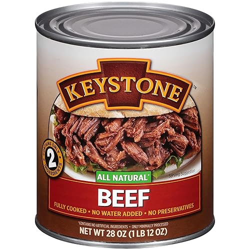Miniatura 9 de Keystone Meats All Natural Carne de res enlatada de 28 onzas de larga duración Vida útil de emergencia Alimentos enlatados  Totalmente cocida lista