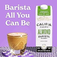 Vista 3 de Califia Farms – Leche de almendra, mezcla barista sin azúcar, 32 onzas (paquete de 6) Estante estable No lácteos Leche de frutos secos
