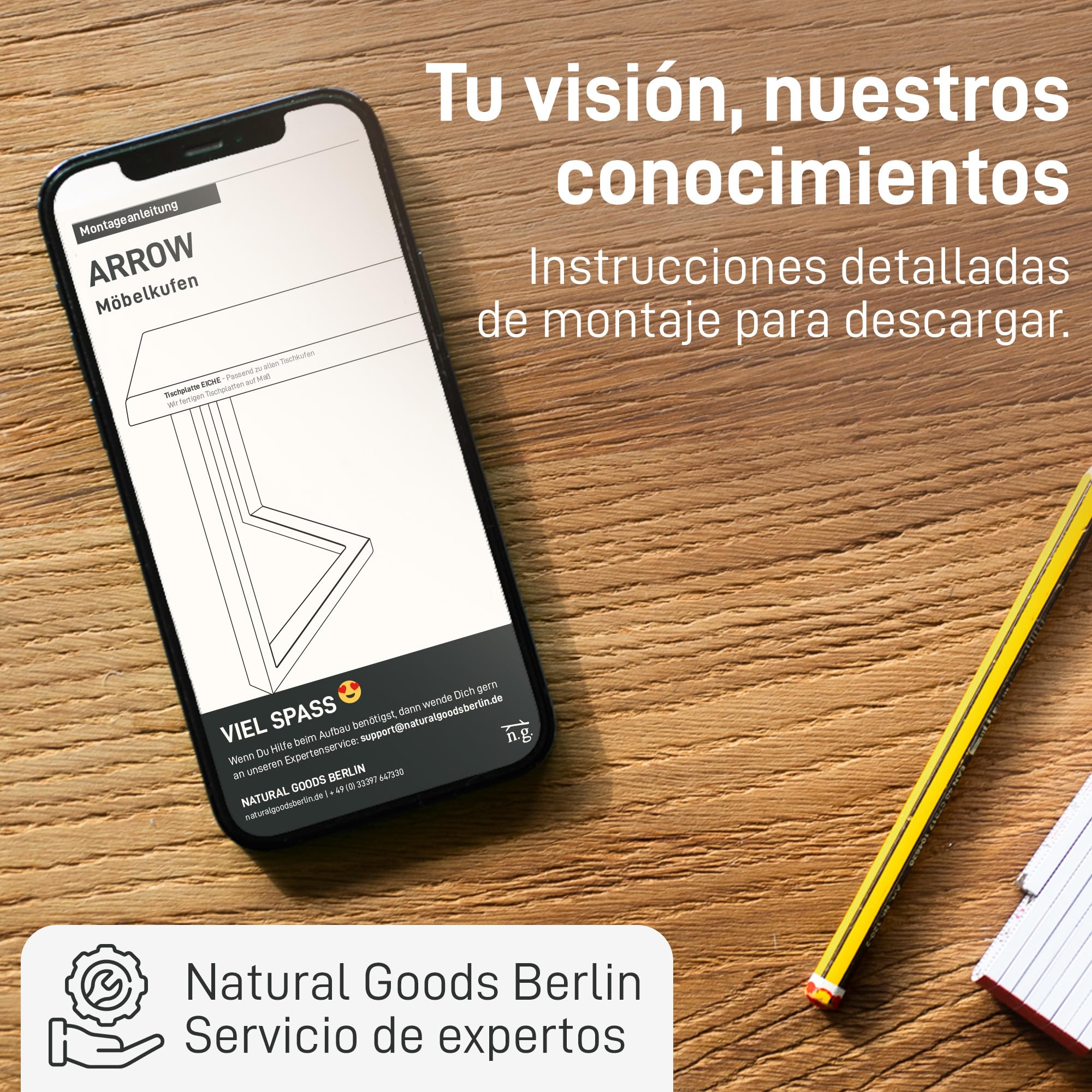 Natural Goods Berlin Patas T-Form para Mesa de Comedor y Escritorio | Estructura Metálica de Carga Pesada para Muebles Estables | Color Negro | 60x72 cm