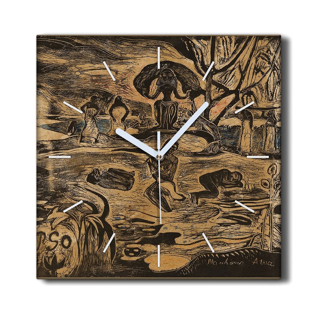 Horloge murale toile Gauguin pour decoration zen du salon 30x30