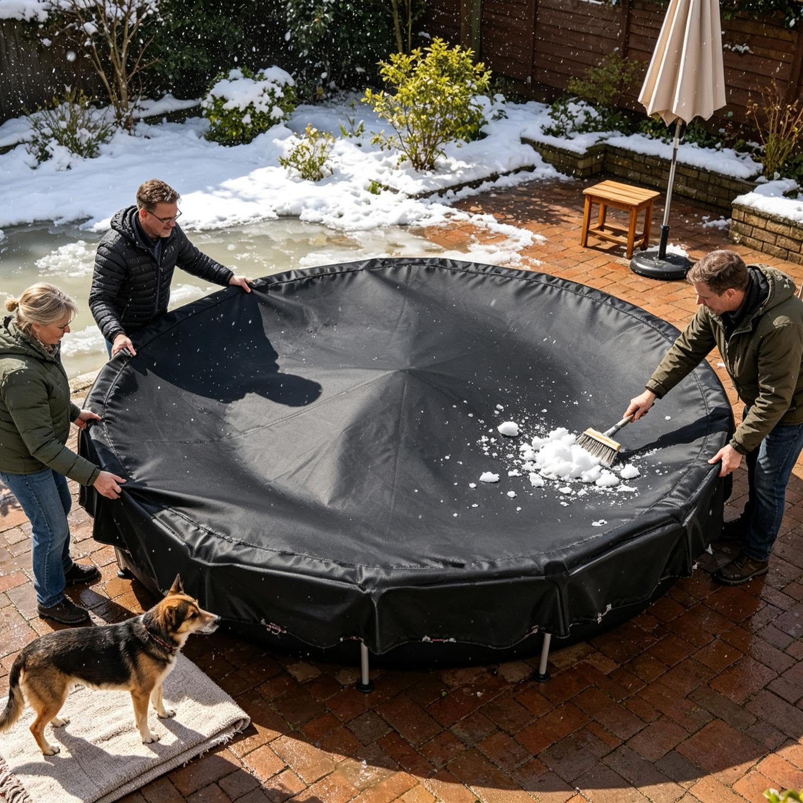 Cubierta de piscina impermeable plegable cortavientos con