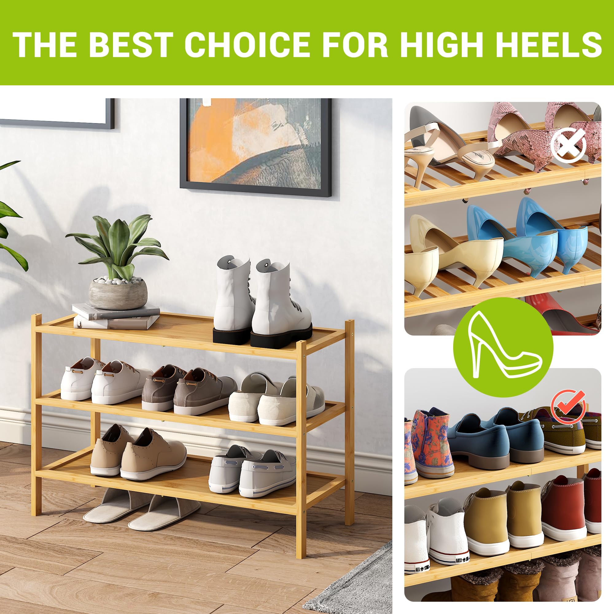 Snapklik.com : BMOSU 3-Tier Bamboo Shoe Rack Premium Stackable Shoe ...