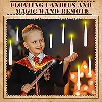 Vista 5 de 20 Pcs Floating Candles With Wand, Magic Hanging Flameless Flickering LED With Remote, Battery Operated Window Lights for Party Home Birthday