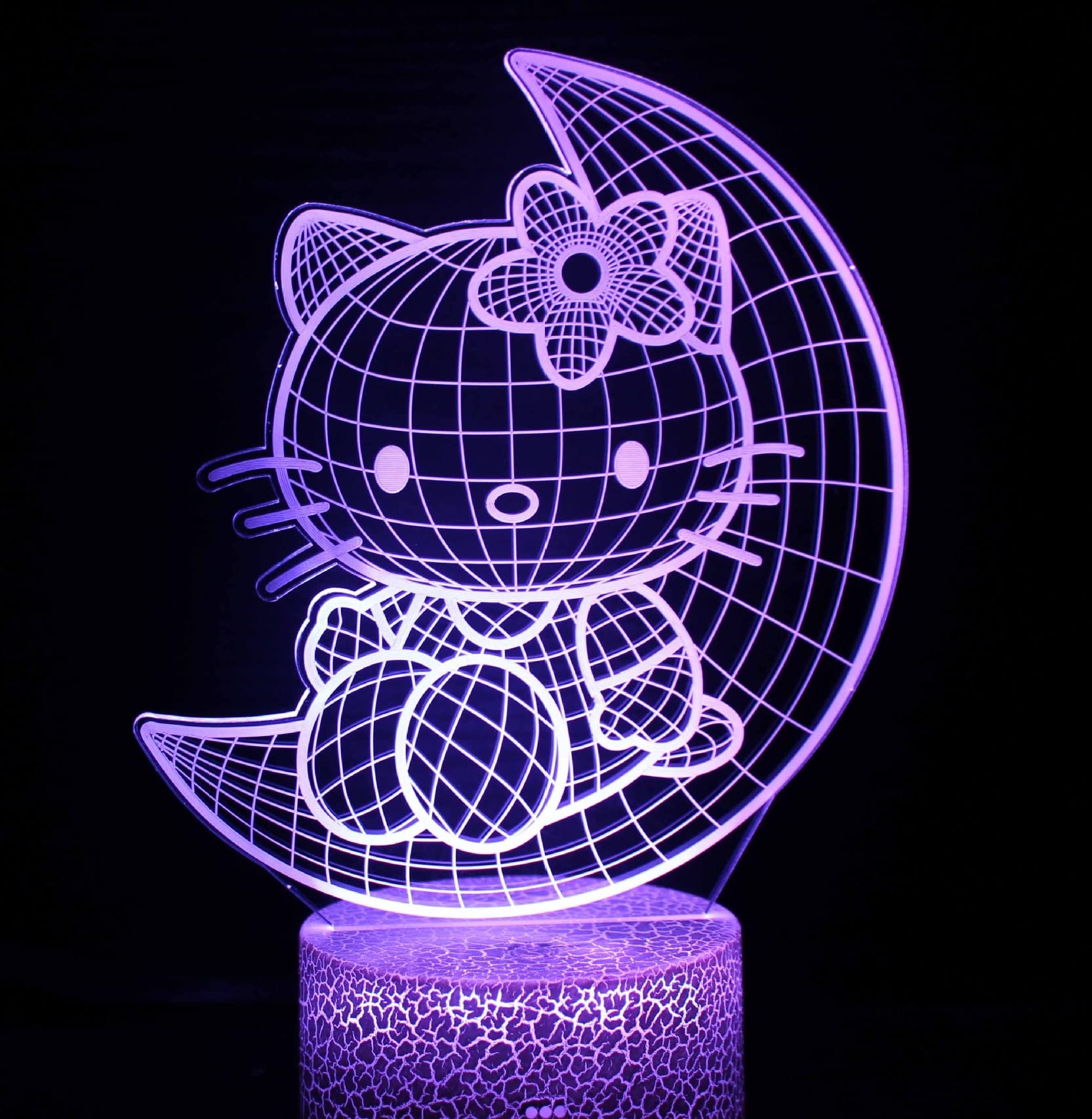 3D LED Night Light Table Desk Lamp 16 Color Optical Illusion Lights Hello Kitty 3
