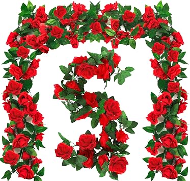 Kentucky Roses, 88.8FT Roses Derby Day Party Supplies Fake Vine Flowers Plants, Derby Day Rose Artificial Flower Hanging Indoor Rose Home Party Garden Craft Art Backdrop Decorations