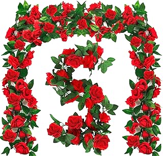 Derby Day Decorations, 14.8FT Roses Derby Party Supplies Fake Flowers Plants, Derby Roses Artificial Flower Hanging Kentucky Rose Home Party Garden Craft Art Photo Backdrop Decorations