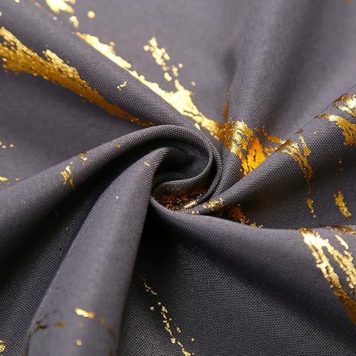 Miniatura 8 de Taisier Home Cortinas texturizadas de lino con estampado de lámina dorada, diseño geométrico de mármol para sala de estar, tratamiento de ventana de