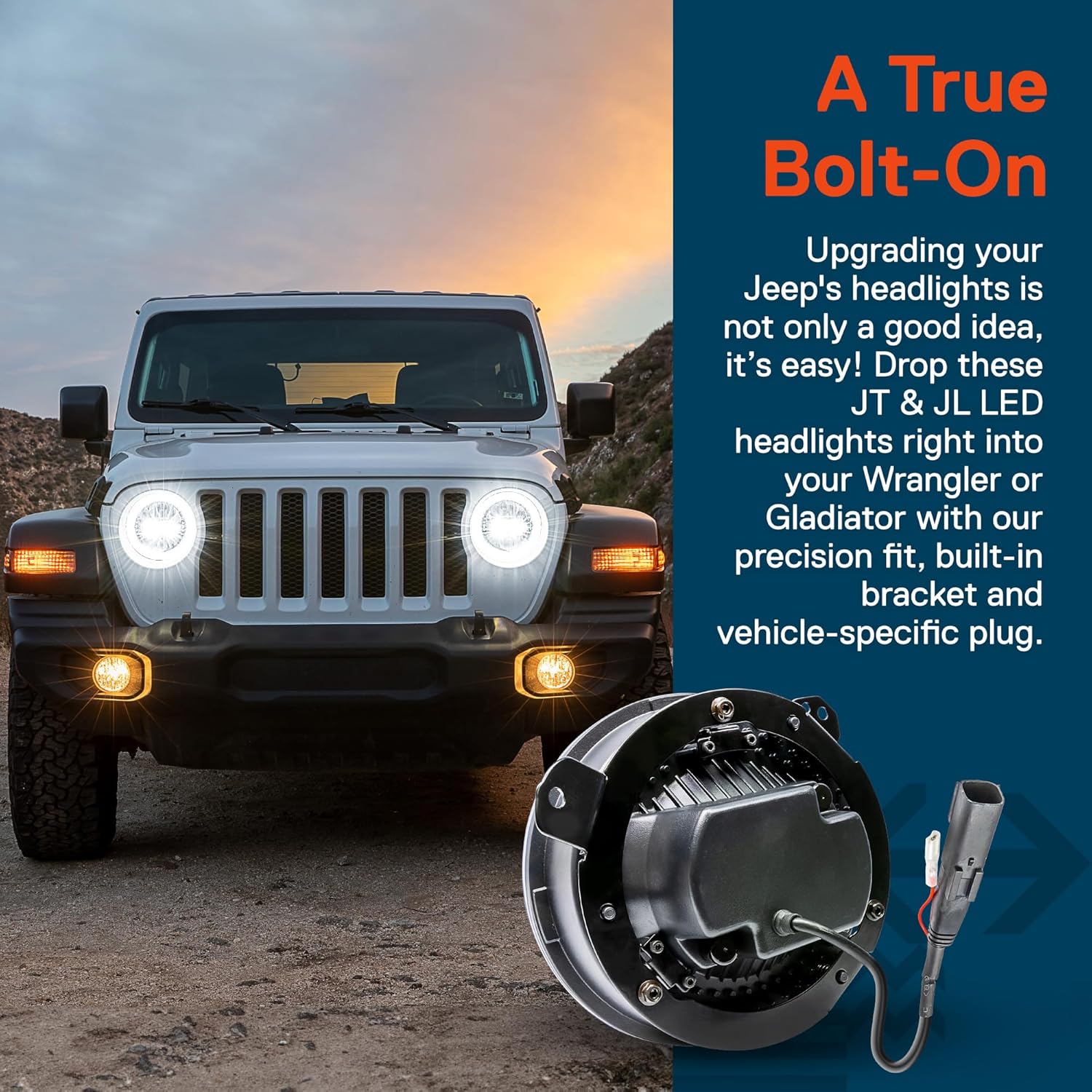 TRUE MODS 9 Inch Round LED Headlights Replacement for 2018-2025 Jeep Wrangler JL JLU Unlimited Gladiator JT Accessories [DOT Approved] [Dual-HALO DRL] Sealed Beam Front Head Light Lamp Bulb