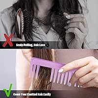 Vista 10 de Patelai Wide Tooth Comb Large Hair Detangling Comb for Curly, Wet Dry Hair, No Handle Detangler Accessories(White, Cyan)