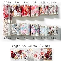 Vista 3 de Juego de 12 Rollos de Cinta Washi Floral de PET y Pegatinas de PET – Fácil de Usar para Journaling y Elaboración de Tarjetas, Ideal