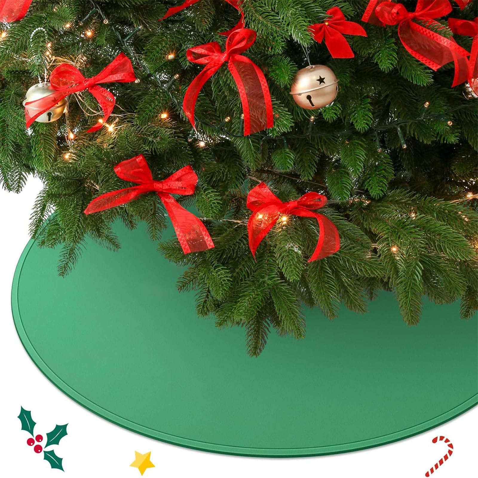 Tapis de pied réversible pour sapin de Noël - Résistant aux aiguilles - En silicone - Protection de sol réversible