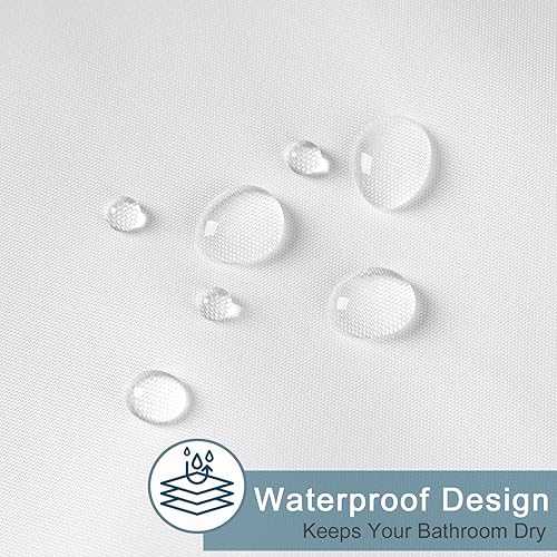 Vista 5 de AooHome - Forro para cortina de ducha, Tela, Blanco sólido