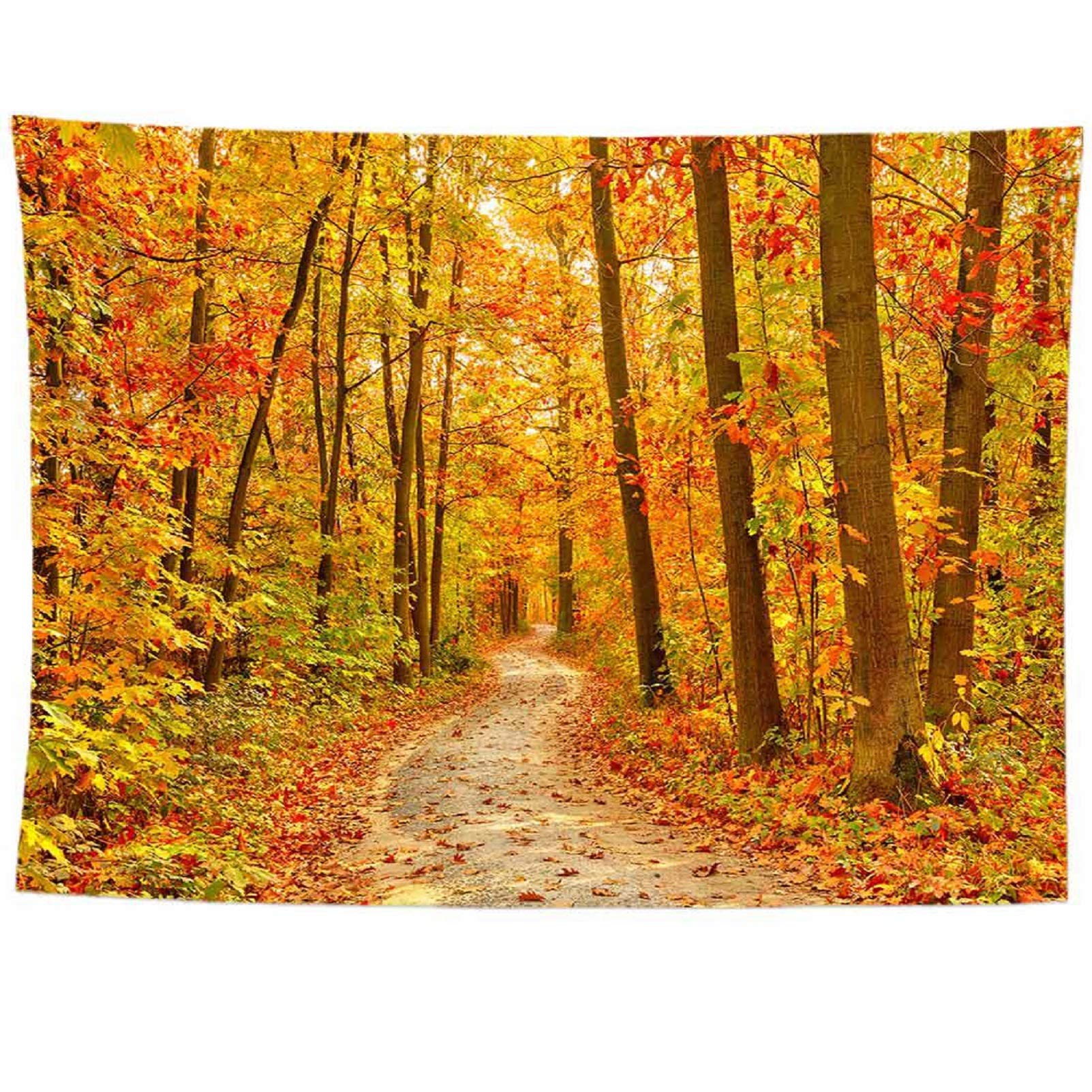 Grande tenture murale forêt automne tapisserie salon feuilles jaunes