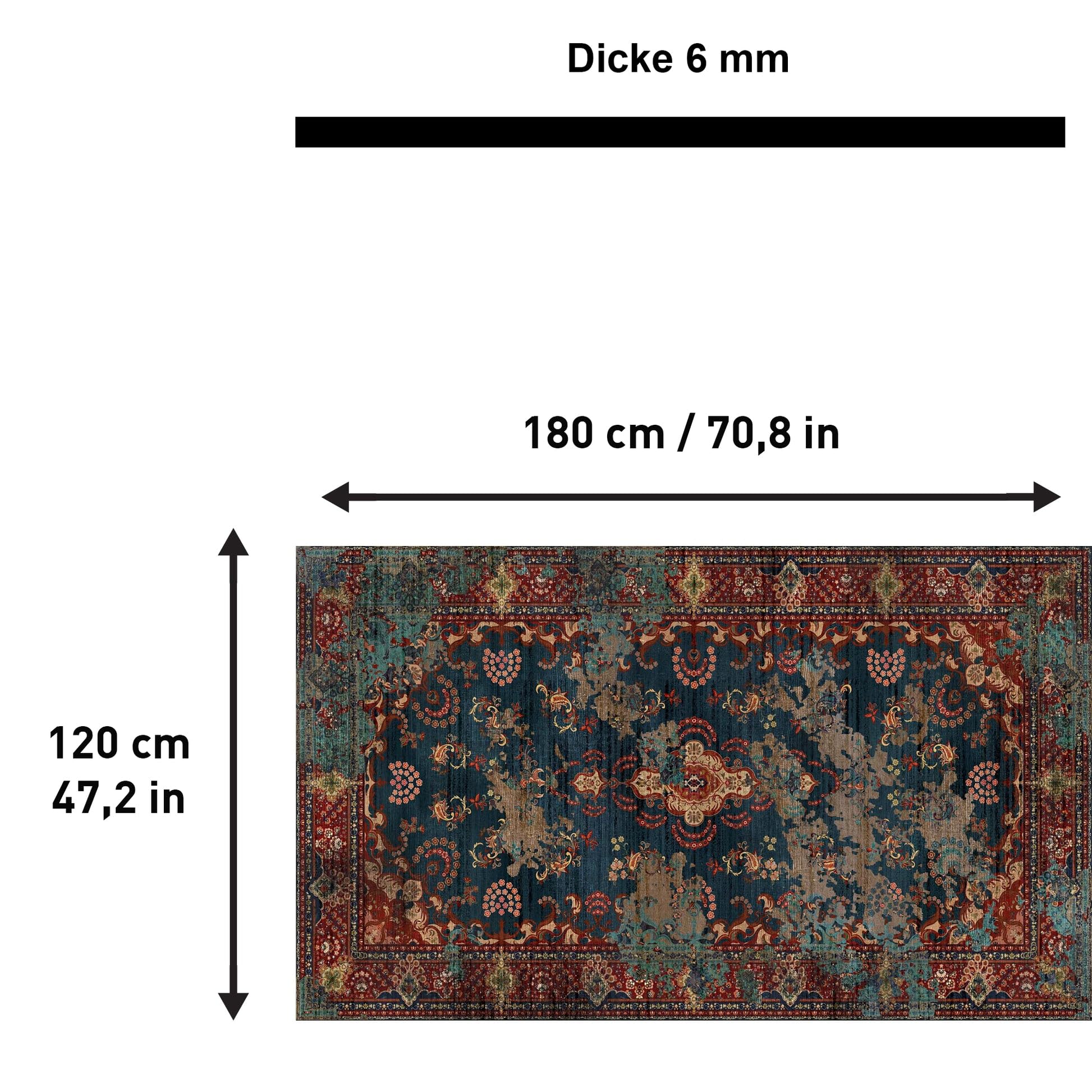 bamyum Kinevart Teppich Wohnzimmer 120X180 cm Waschbar Vintage Chenille