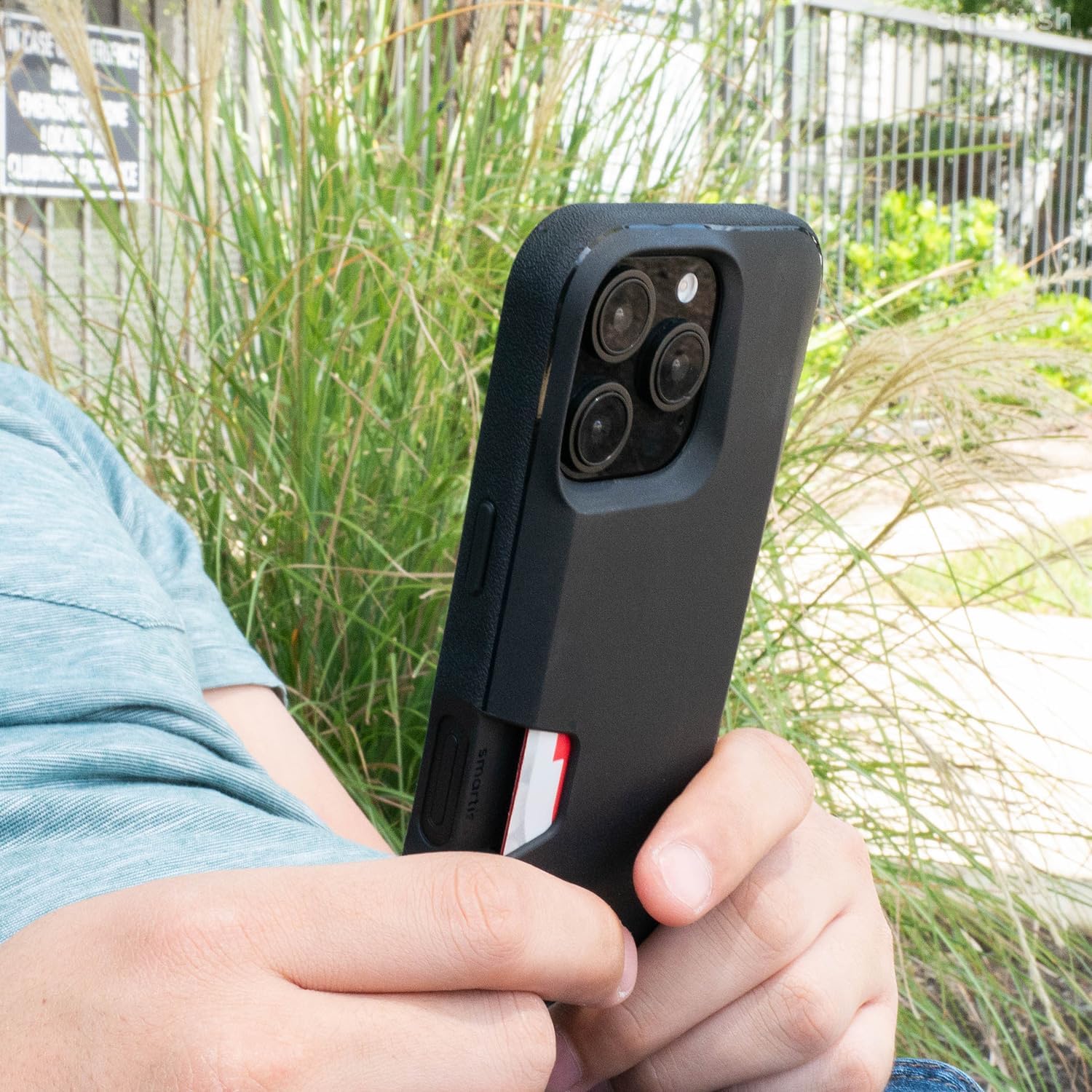 Smartish® iPhone 16 Pro Max Wallet Case - Wallet Slayer Vol. 1 [Slim + Protective] Credit Card Holder - Drop Tested Hidden Flip Card Slot Cover Compatible w/Apple iPhone 16 Pro Max - Black Tie Affair - Image 9