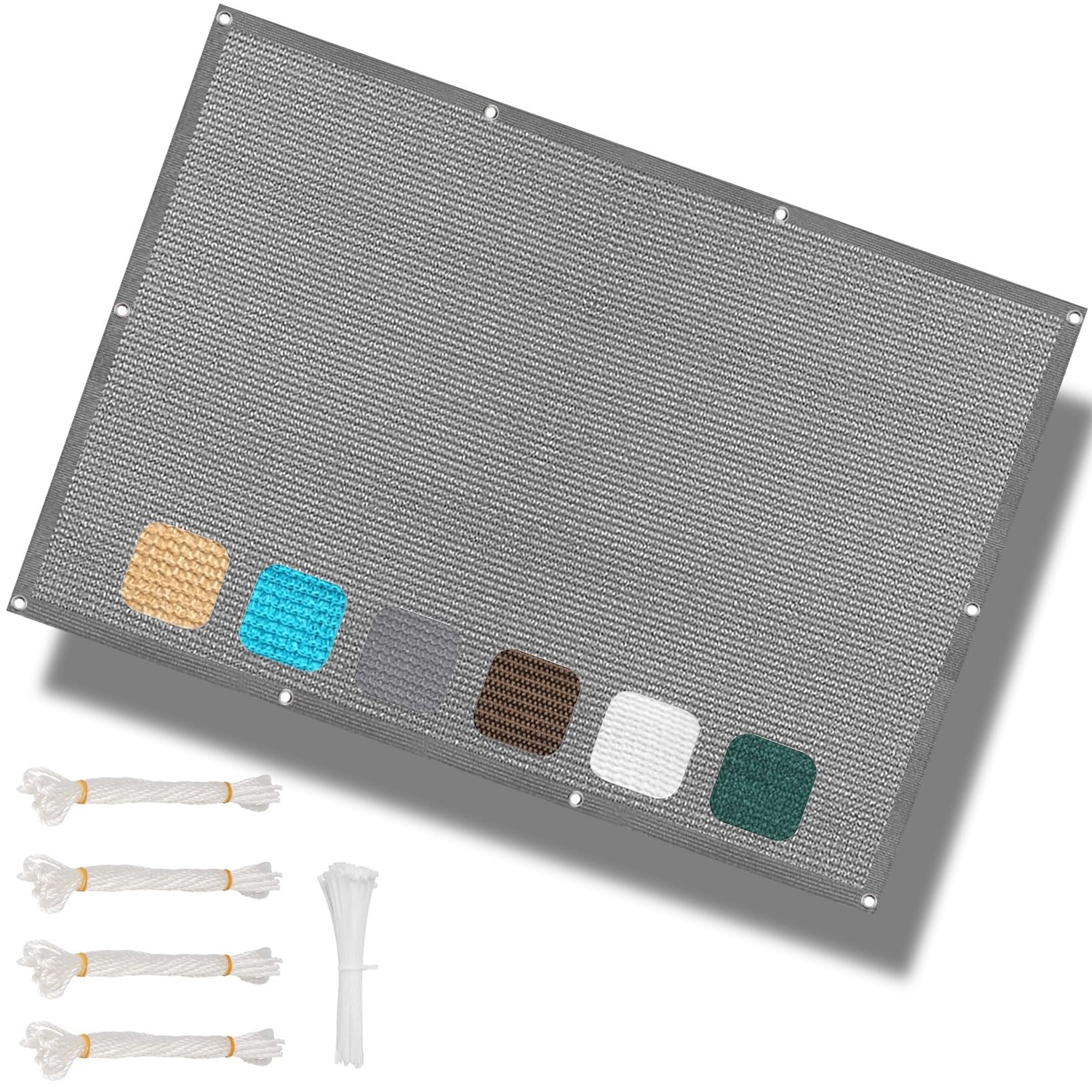 Voile d'ombrage rectangulaire 1.2x4m gris clair pour protection solaire extérieure