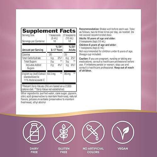 Miniatura 5 de Nature's Way Bronquial Soothe - Jarabe de extracto de hoja de hiedra, apoya la salud respiratoria*, soporta pasajes bronquiales claros*, no