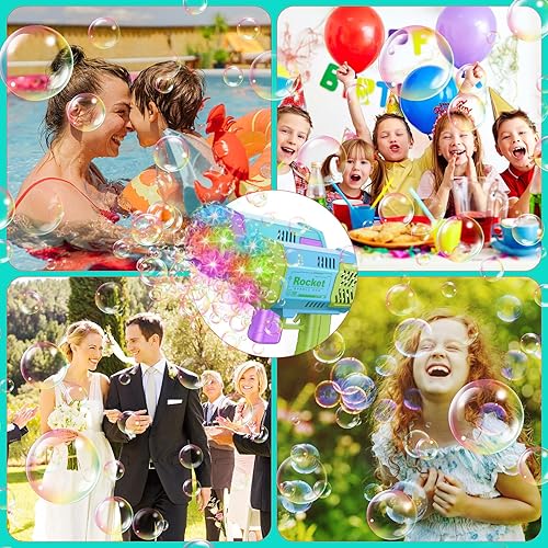 Miniatura 8 de Paquete de 2 mini pistolas de burbujas para niños pequeños, juguetes sopladores de burbujas con luces, más de 4000 burbujas por minuto para niños y