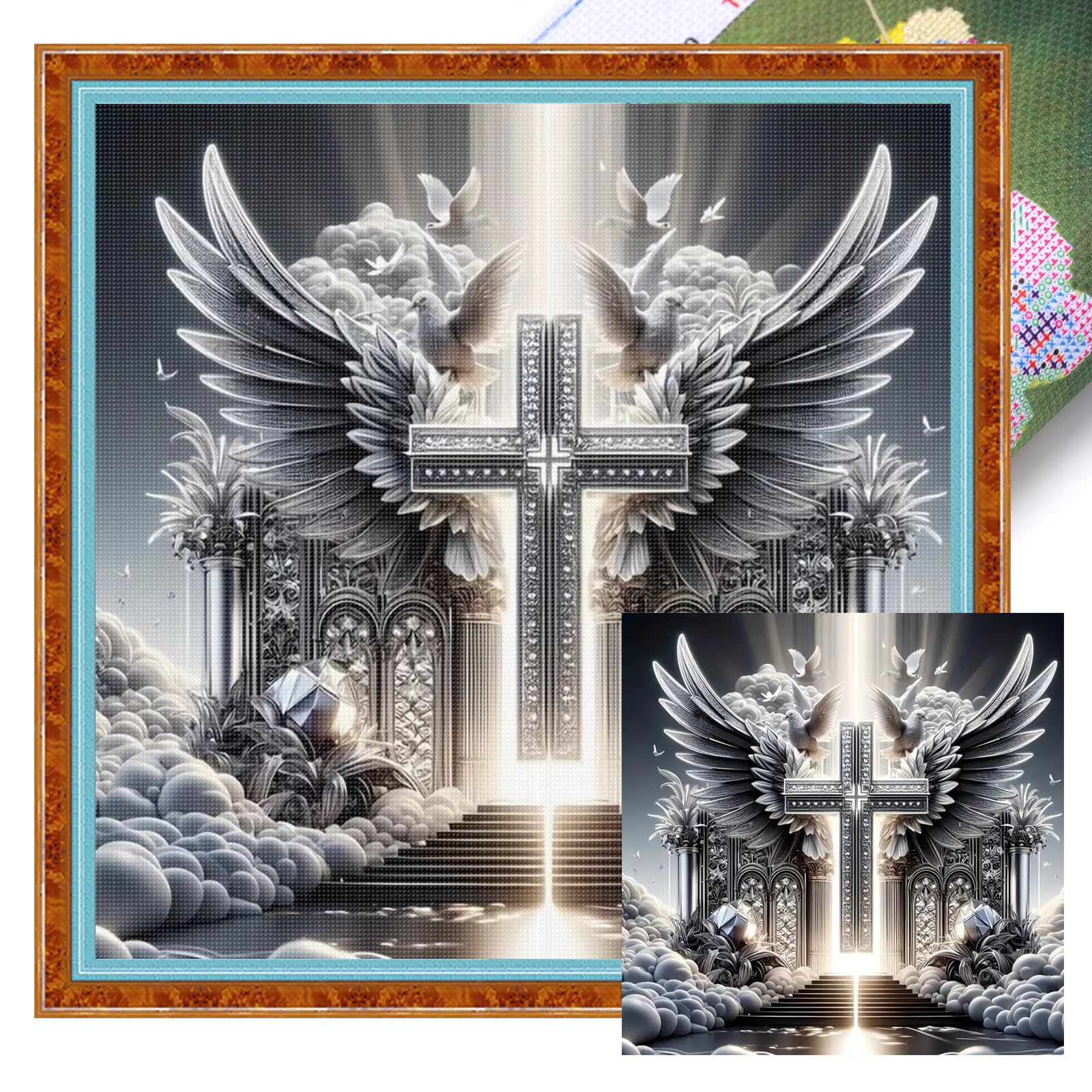 Poetrydraw Cross Full 11Ct Diy Stamped Printed Cross-Stitch Kits 15.75X15.75inch Cross Stitch Art And Crafts Kits For Beginners Adults Home Decor