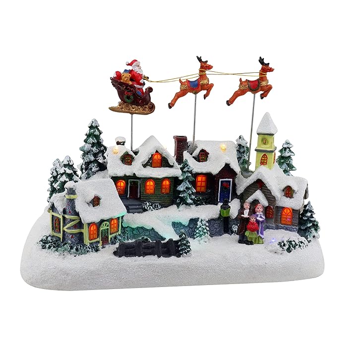 Buy Animated Santa & Reindeer Sleigh Christmas Village Prelit Musical
