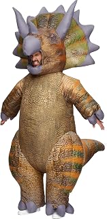 Adults Halloween Inflatable Costumes, Realistic Triceratops Blow Up Dinosaur Costumes, Trex Raptor Inflatable Suit Full Body for Halloween Cosplay Themed Parties