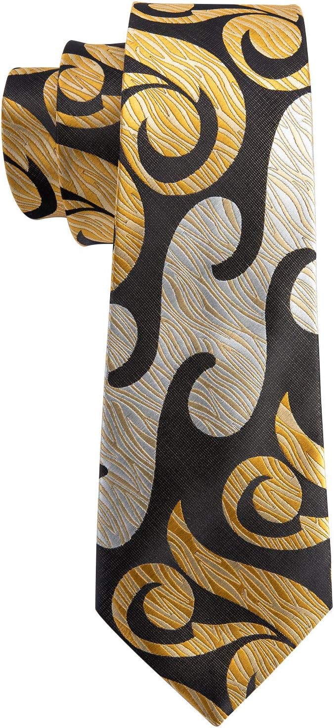 Barry.Wang Classic Mens Ties Silk Necktie Pocket Square Cufflinks Set Woven Designer Wedding Business - Image 3