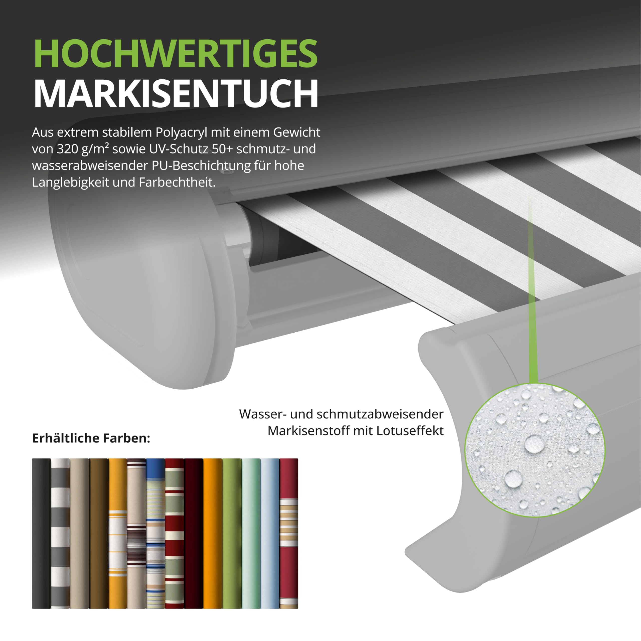 Eclipse Vollkassettenmarkise weiß elektrisch 3,0x2,5m Tuch: Grau | Markise Balkon Garten Terrassenüberdachung Sonnenschutz Polyacryltuch UV-Schutz 50+ Smarthome-fähiger Dooya Motor
