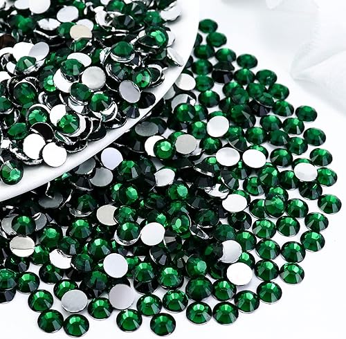1000 diamantes de imitación de resina de 0.236 pulgadas con parte trasera plana, esmeraldaverde oscuro para uñas, vasos, tazas, botellas, decoración