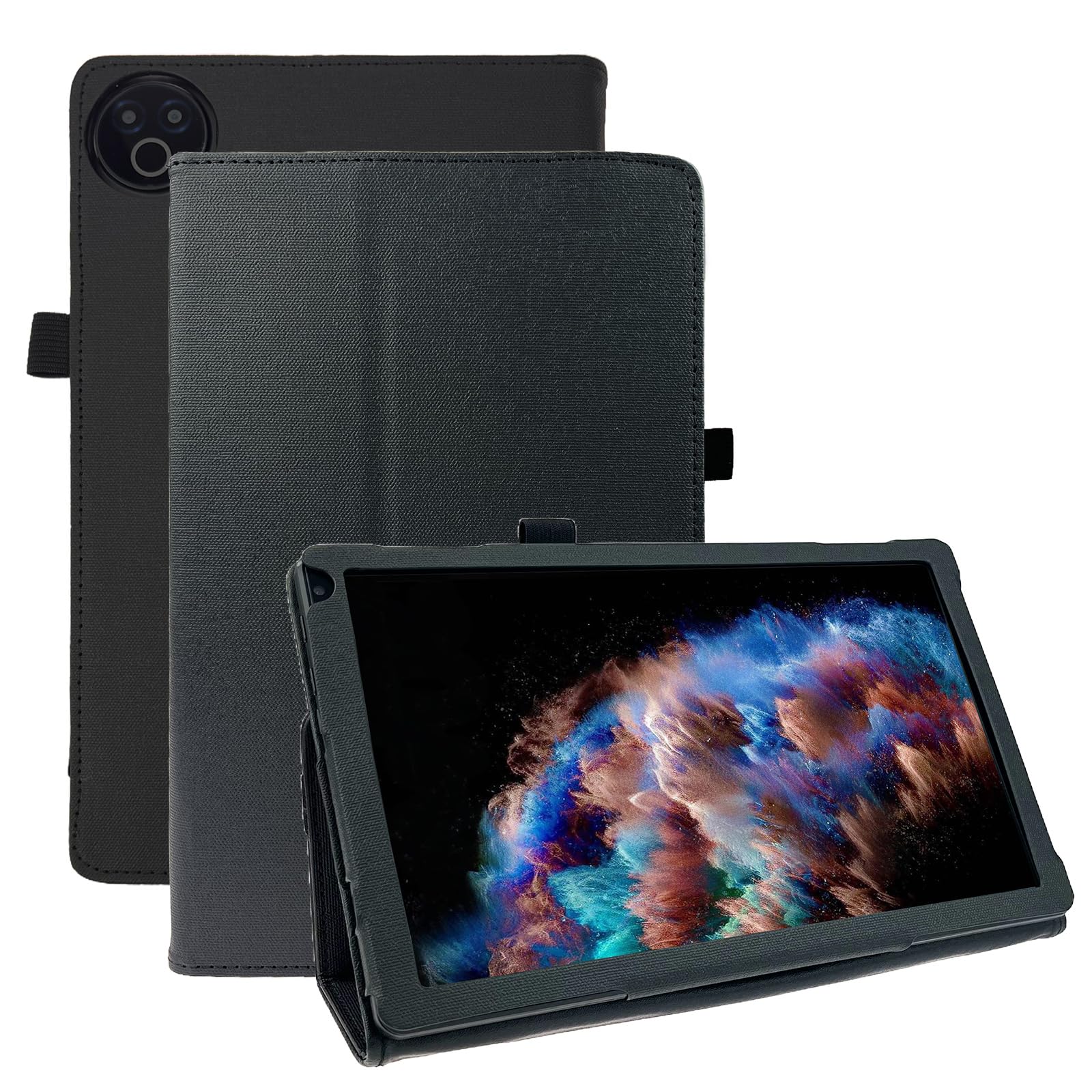 Two children watching a tablet in a Transwon case using the kickstand feature