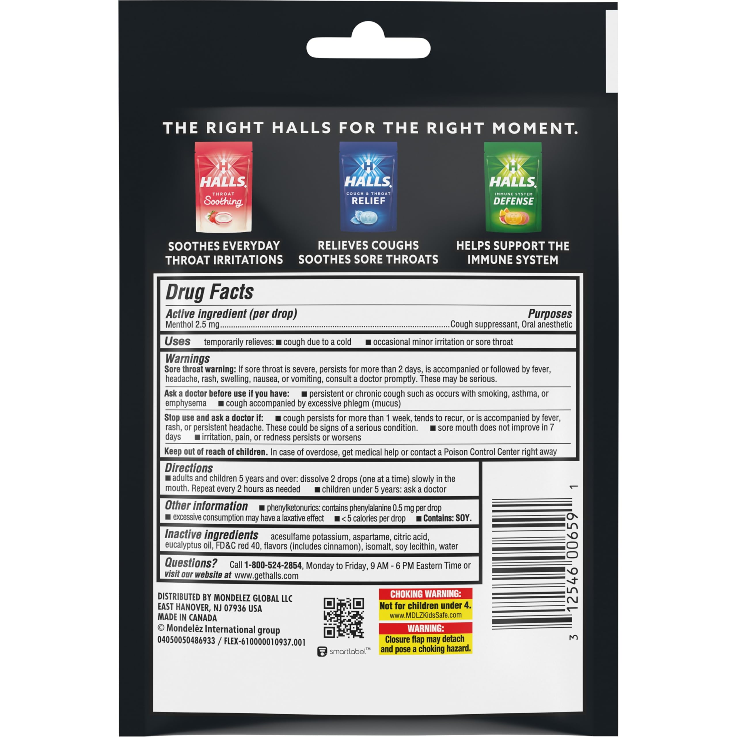 Halls Minis Watermelon Flavor Sugar Free Cough Drops, 48 Drops