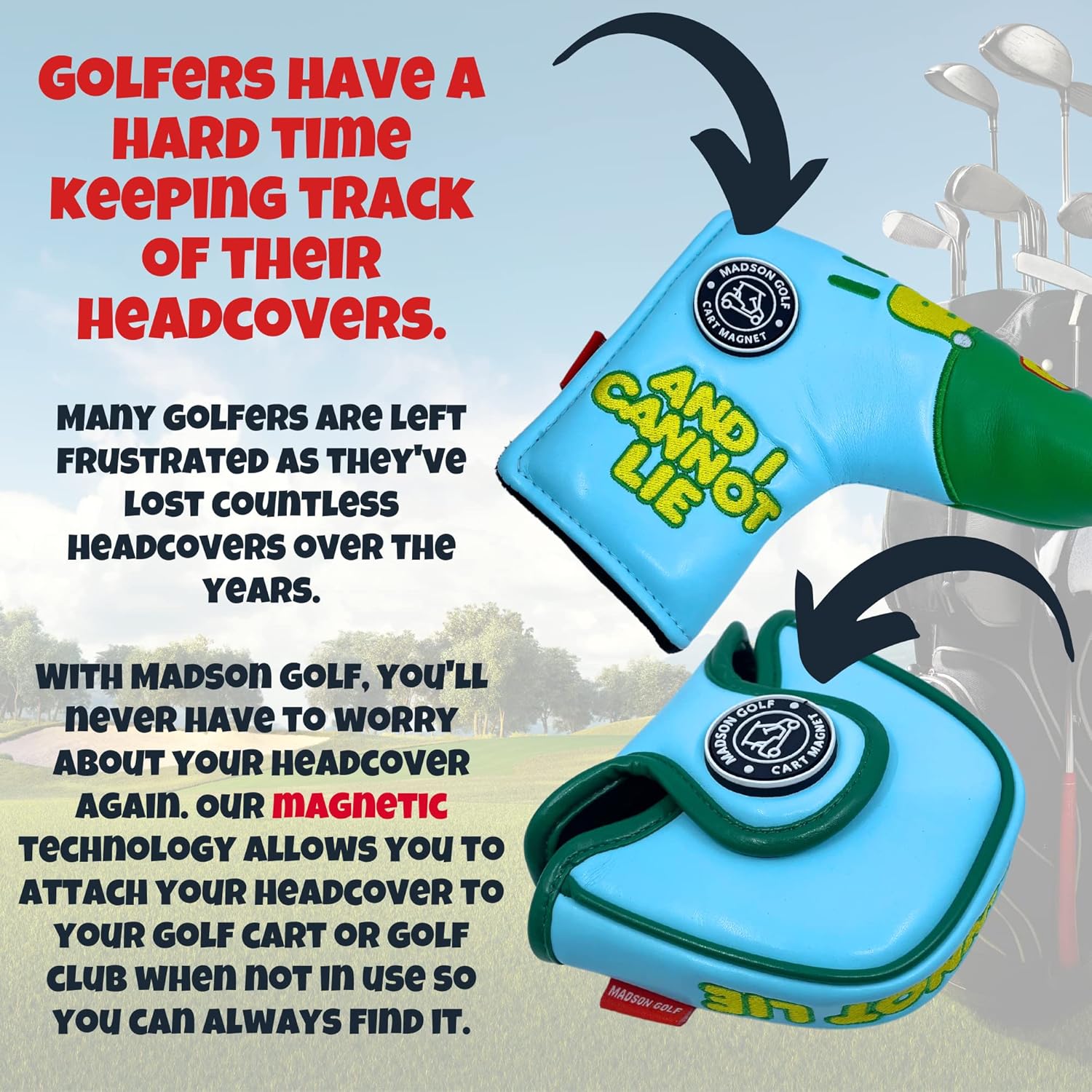 Funny Golf Club Covers for Putter, I Like Big Putts and I Cannot Lie headcovers, Funny Golf Headcover for putters, Golf Gifts for Men, Dad, and Women, Head Cover Great Golf Accessories for Men