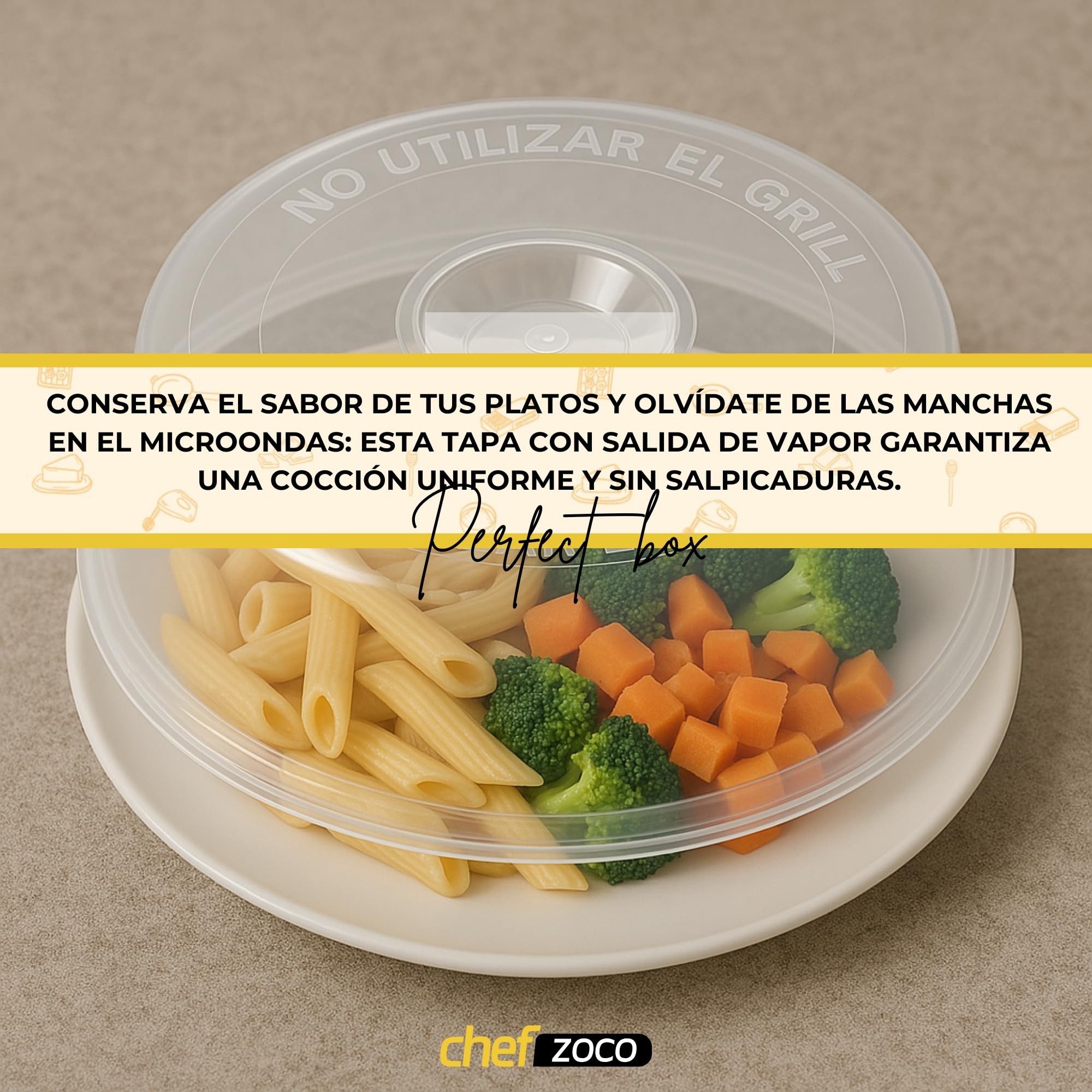 CHEFZOCO Tapa microondas, Tapa de Salpicaduras de Microondas, Tapa Protectora para Microondas, Tapadera Calentar Comida, Libre de BPA, con Orificio de Vapor, 27.5 cm diámetro x 7 cm Altura