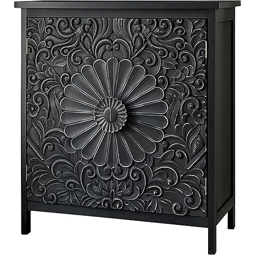 PHI VILLA Black Accent Cabinet with Doors, Farmhouse Buffet Cabinet with Storage, Entryway Storage Cabinets