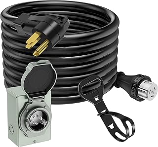 Sponsored Ad - 25 Feet 50 Amp Generator Cord and Generator Power Inlet Box Waterproof Kit, 125/250 Volts, Generator Power ...