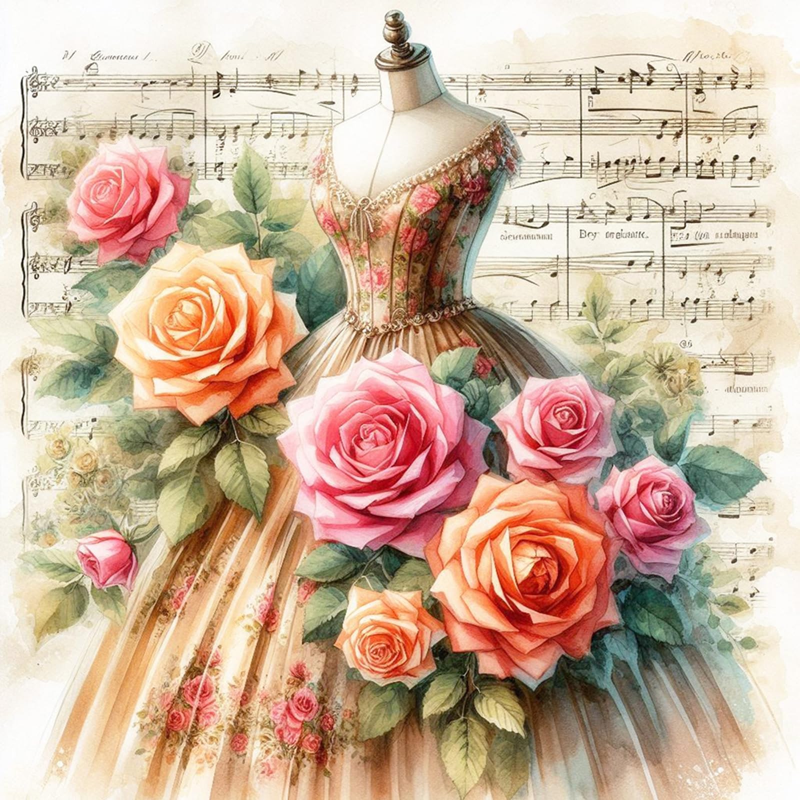 Poetrydraw Floral Skirt Full Diy 5D Round Drill Diamond Paintings Arts Craft For Adults/Beginners Gift Idea Home Wall Decor Diamond Crystal Rhinestones Painting Kits 15.75X15.75in (Floral Skirt)