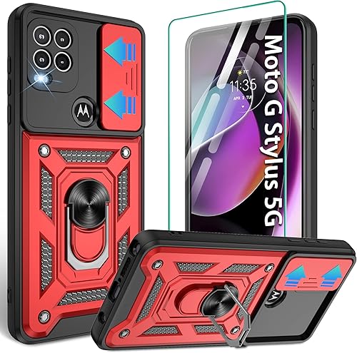 Funda para Moto G Stylus 5G (2021), Motorola G Stylus 5G con protector de pantalla HD, resistente a prueba de golpes, con anillo magnético para Funda para Moto G Stylus 5G (2021), Motorola G Stylus 5G con protector de pantalla HD, resistente a prueba de golpes, con anillo magnético para