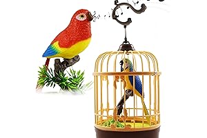 Haktoys Sound-Activated Singing Bird in Cage - Realistic Chirping & Motion