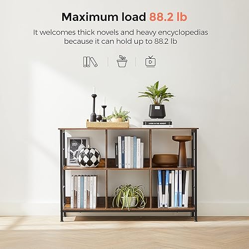 Miniatura 8 de VASAGLE Estantería de cubo, mesa de consola, soporte de TV con 6 cubos de almacenamiento, para oficina, sala de estar, dormitorio, 13 x 47.2 x 31.5