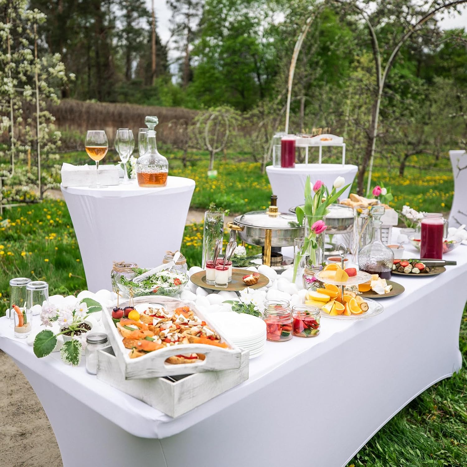 Fixwal 3 Pack White Table Cloths Rectangle 6FT, Tablecloths Rectangular Stretch Spandex Fitted Table Covers 6FT for Parties, Trade Shows, Banquet, Weddings, Buffet, Graduation Decorations - Image 6