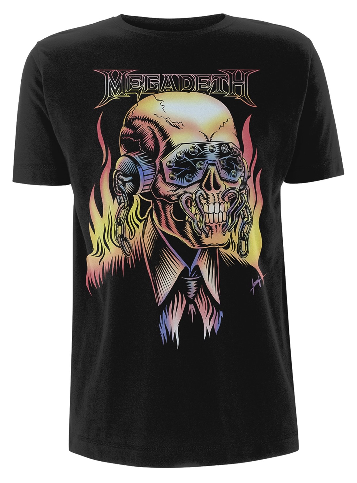 Megadeth Flaming Vic Official Tee T-Shirt Mens Unisex (Large) Black