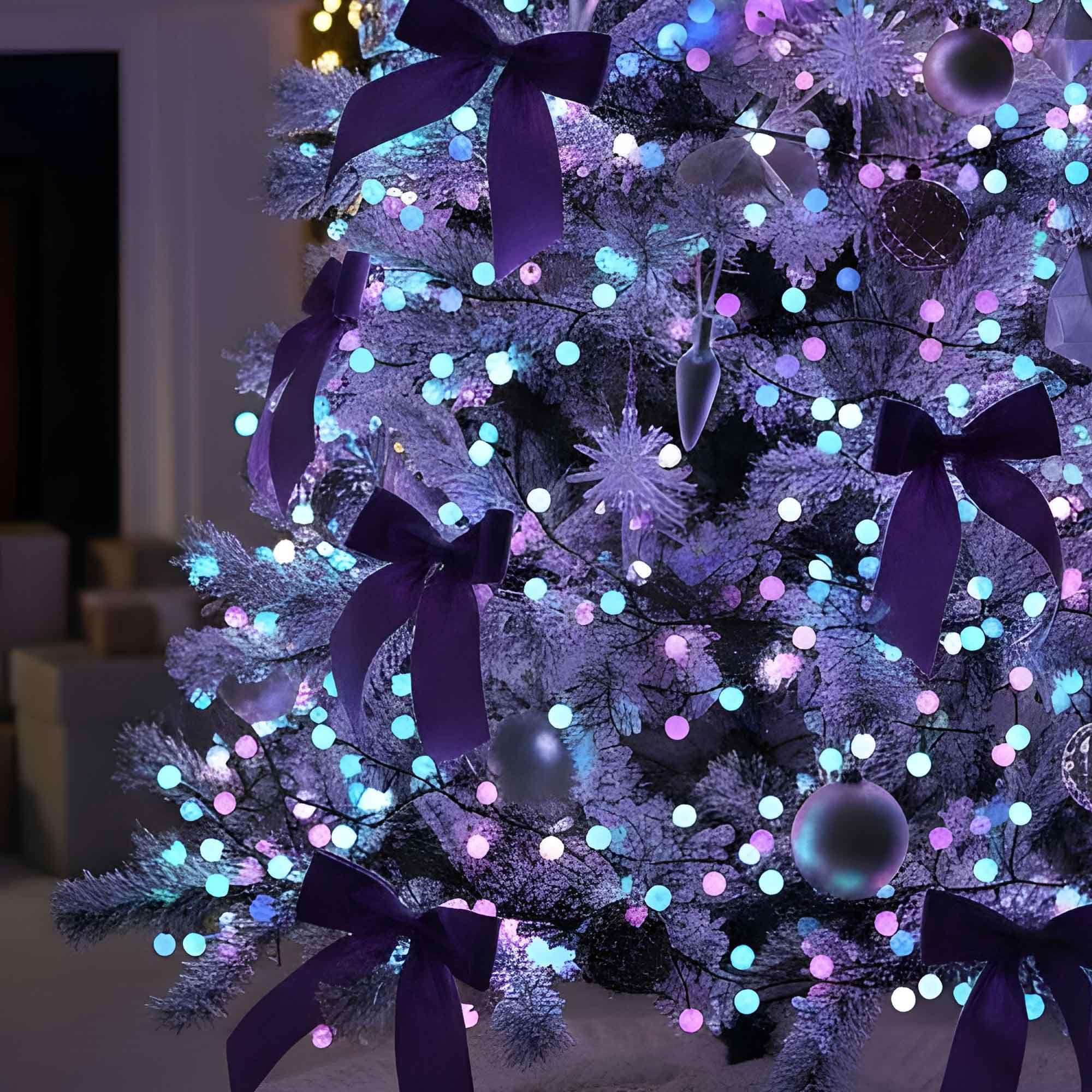 Qbis Premium Berry Cluster Lights, 240 Pastel Berry Lights, Blue, Purple and Turquoise cluster lights, static Cluster Christmas lights plug in fairy lights ideal as Christmas tree lights on black wire