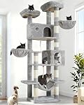 Gitelsnour Cat Tree for Indoor Cats Large Adult, 74" Cat Tower for with 3 Big Platforms, 2 Baskets, 2 Condos, Multi-Level Cat Scratching Posts, Smoky Gray GCT030G