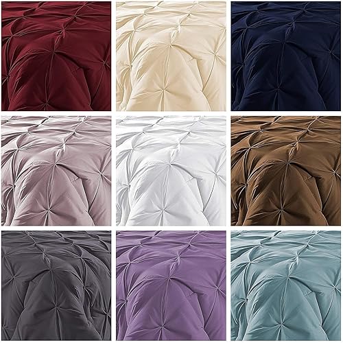 Miniatura 4 de Ropa de cama Kraft suave y confiable, lujosa, plisada, 100% algodón egipcio 800 TC resistente a las manchas y funda de edredón hipoalergénica