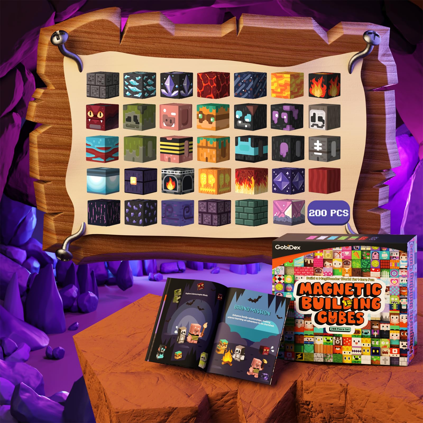 GobiDex Blocchi Magnetici 200 Pezzi Giocattoli di Costruzione per Bambini da 3 Anni in su Gioco Educativo MagWonder con Magneti Regalo Sensoriale per Bambini e Bambine Compleanno